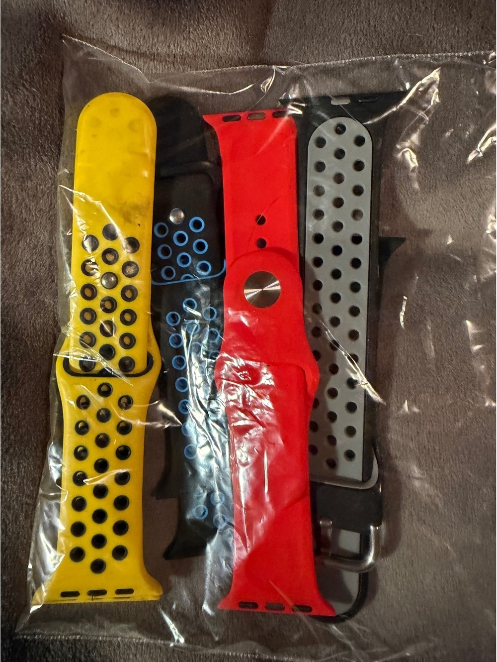 Set of 4 Sport Bands for Apple Watch - Yellow, Blue, Red, &